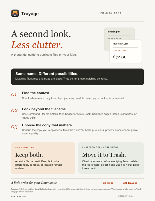 Preview of the Trayage field guide: A second look. Less clutter.